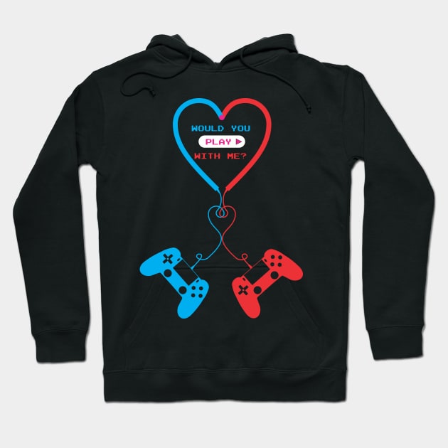 a gamer couple love gaming controller design for valentines day Hoodie by Guntah